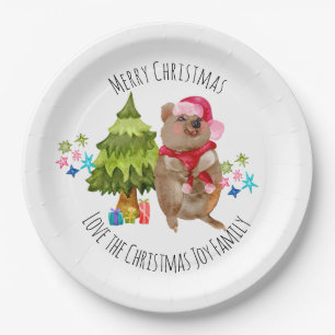 Custom Cute Quokka Christmas Paper Plate