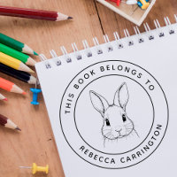 Custom Cute Rabbit This Book Belongs To Kid's Name