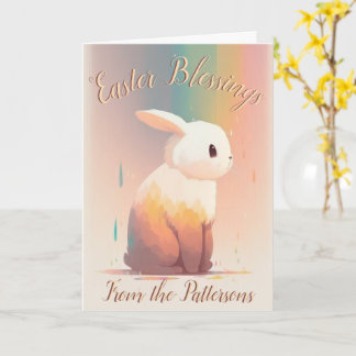 Custom, Cute Rainbow Bunny, Personalised Easter Card