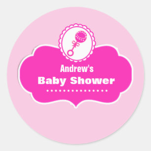Custom Cute Rattle Baby Shower Favour Sticker