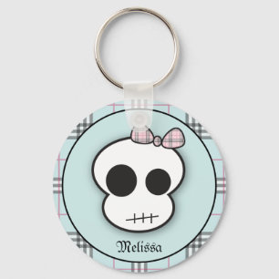 Custom Cute Scary Skull: Teal Key Ring