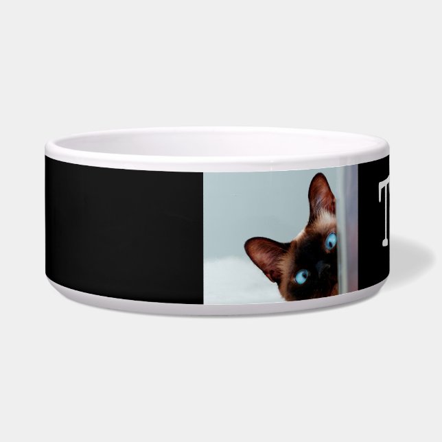 Custom Cute Siamese Cat Pet Bowl (Left)
