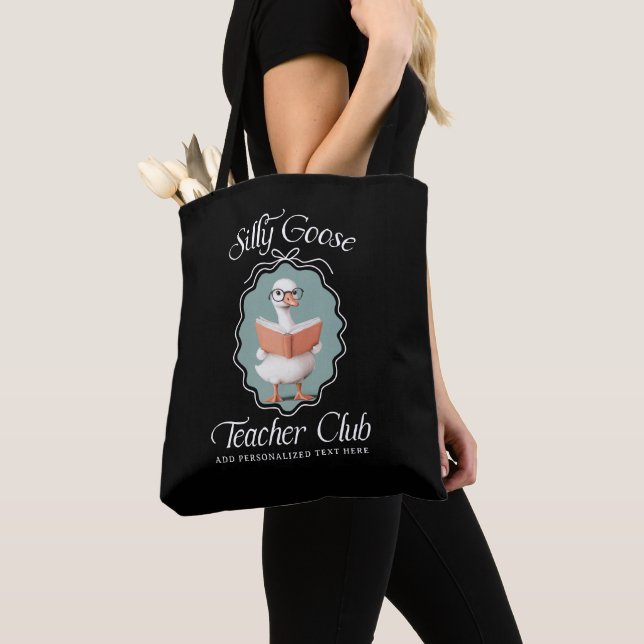 Custom Cute Silly Goose Teacher Club Tote Bag (Close Up)