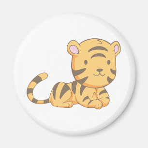 Custom Cute Smiling Cartoon Baby Tiger Cub Magnet