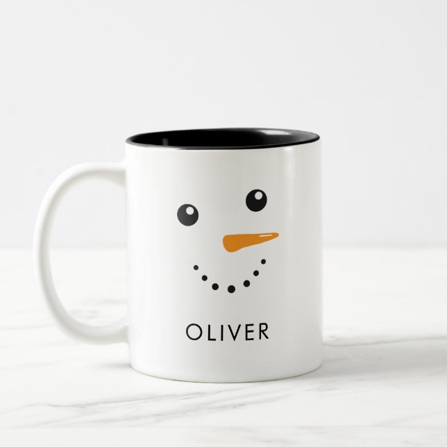 Custom Cute Snowman Face Mug (Left)