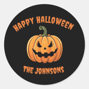 Custom Cute Spooky Pumpkin Happy Halloween  Classic Round Sticker
