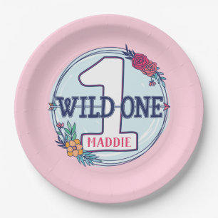 Custom Cute Teepee Boho Tribal First Birthday Pape Paper Plate