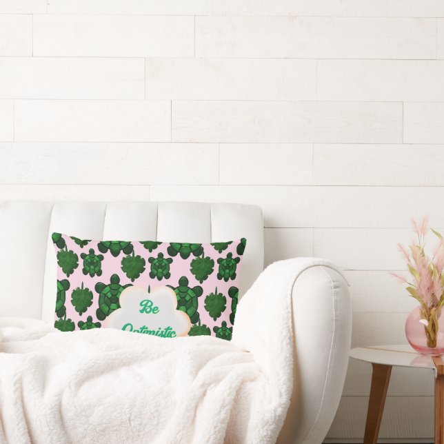 Custom Cute Turtle Leaves Seamless Pattern,  Lumbar Cushion (Couch)