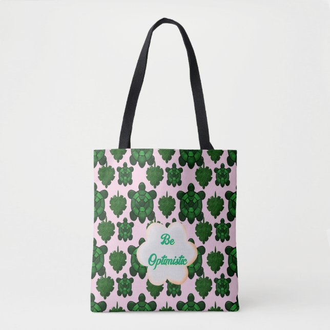 Custom Cute Turtle Leaves Seamless Pattern,  Tote Bag (Front)