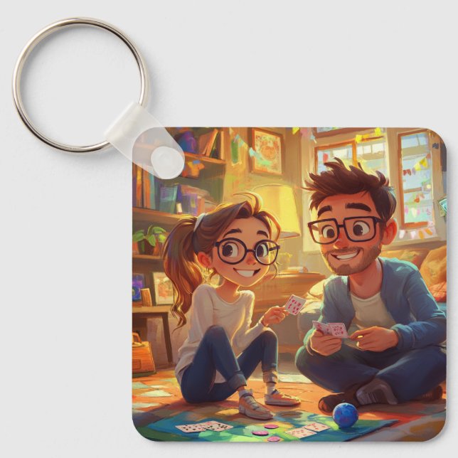 Custom Cute Two Photo Double Sided Personalised Key Ring (Front)