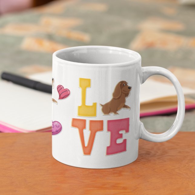 Custom Cute Valentine's Day Dachshund Dog Lover Coffee Mug (Creator Uploaded)