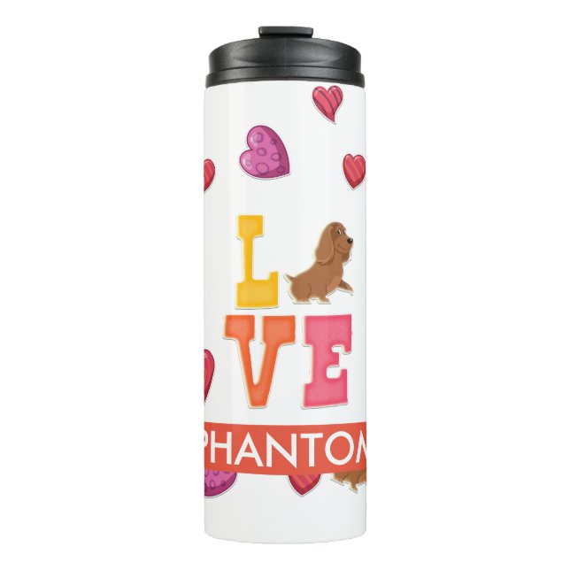 Custom Cute Valentine's Day Dachshund Dog Thermal Tumbler (Front)