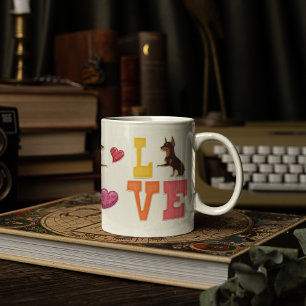 Custom Cute Valentine's Day Doberman Dog Lover Coffee Mug