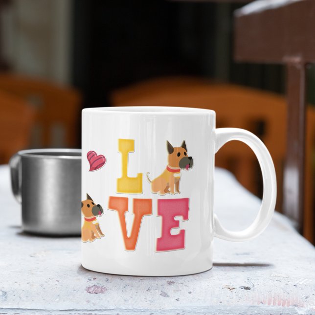 Custom Cute Valentine's Day Great Dane Dog Lover Coffee Mug (Creator Uploaded)