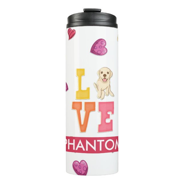 Custom Cute Valentine's Day Labrador Retriever Dog Thermal Tumbler (Front)