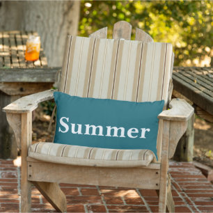 Custom cute vibrant summer background Blue Lumbar Cushion