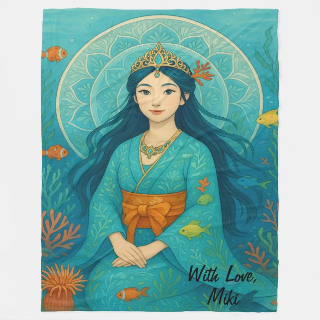 Custom Cute Whismusical Underwater Princess  Fleece Blanket (Front)