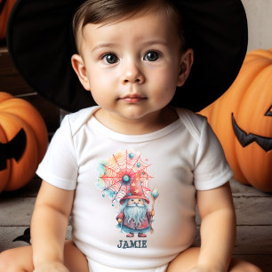 Custom Cute Wizard Trick R Treat Halloween Candy Baby Bodysuit