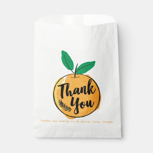 Custom Cutie Orange Thank You Favour Bag (Front)