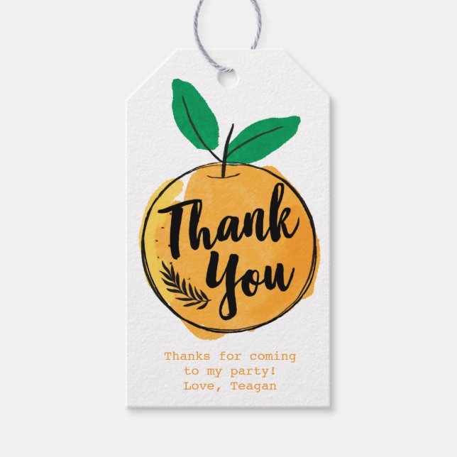 Custom Cutie Orange Thank You Favour Tag (Front)