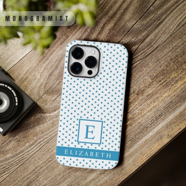 Custom Cyan Sky Blue White Polka Dot Design Case-Mate iPhone Case (Custom Cyan Sky Blue White Polka Dot Design Case-Mate iPhone Case)