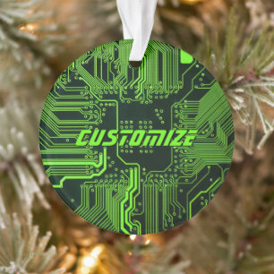 Custom Cyber Green PCB Circuit Board Tech Art Ornament