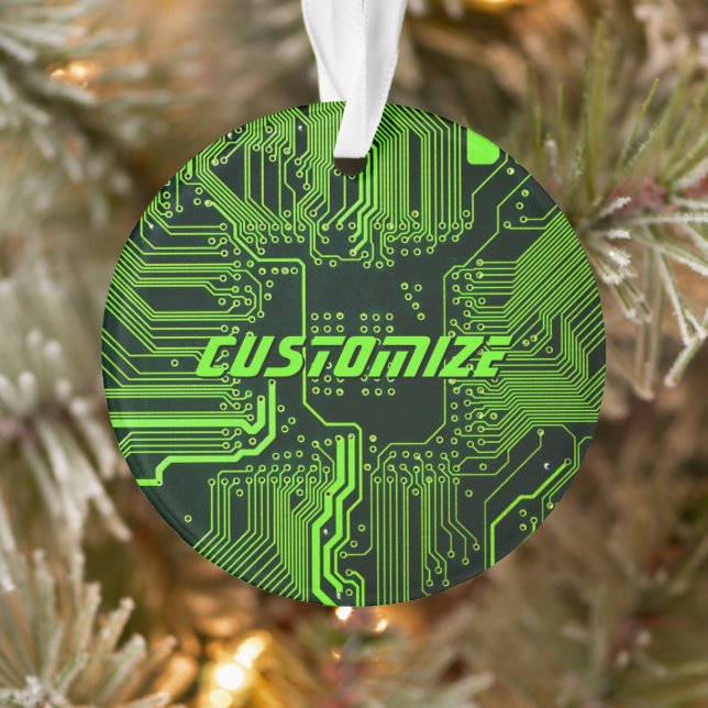 Custom Cyber Green PCB Circuit Board Tech Art Ornament (Tree)