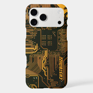 Custom Cyber Orange PCB Circuit Board Tech Art