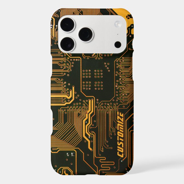 Custom Cyber Orange PCB Circuit Board Tech Art (Back)