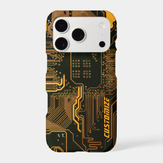 Custom Cyber Orange PCB Circuit Board Tech Art