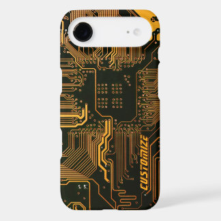 Custom Cyber Orange PCB Circuit Board Tech Art