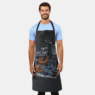 Custom Cycle Shop Bull Mechanic Professional Art Apron