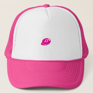 Custom "D" Text Trucker Hat - Hot Pink & White Cap