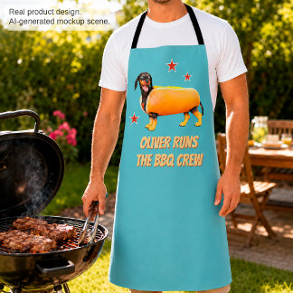 Custom Dachshund BBQ Crew Funny Wiener Dog Apron