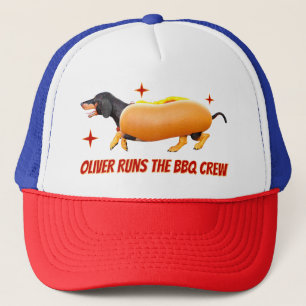 Custom Dachshund BBQ Crew Funny Wiener Dog Trucker Hat