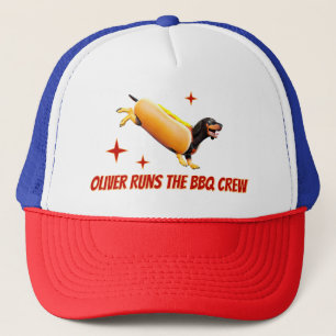 Custom Dachshund BBQ Crew Funny Wiener Dog Trucker Hat