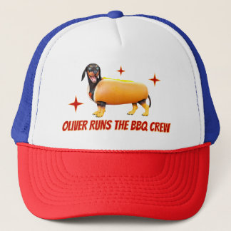Custom Dachshund BBQ Crew Funny Wiener Dog Trucker Hat