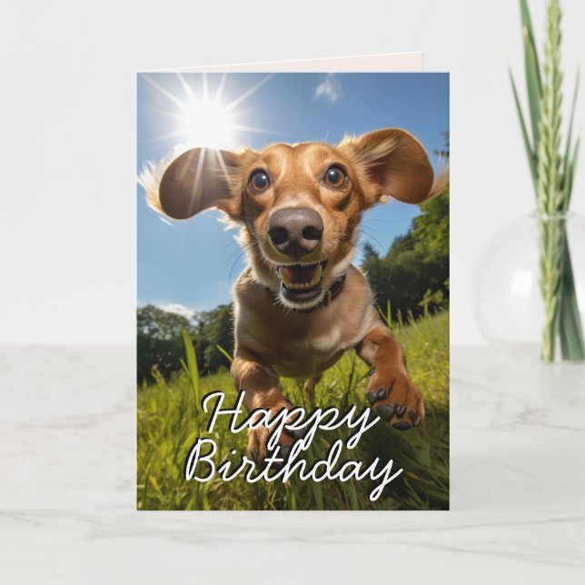 Custom Dachshund Happy Birthday Card (Front)