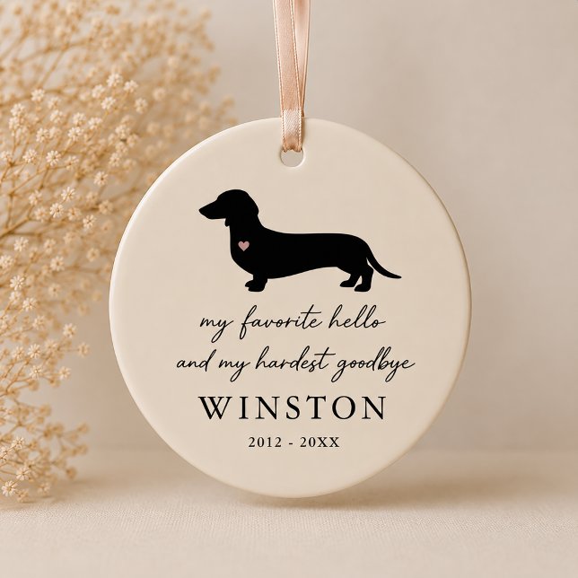 Custom Dachshund Memorial | Dog Loss Keepsake  Ceramic Ornament (Creator Uploaded)