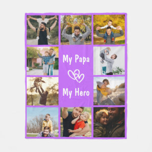 Custom Dad 10 Picture Collage and Message Gift Kid Fleece Blanket
