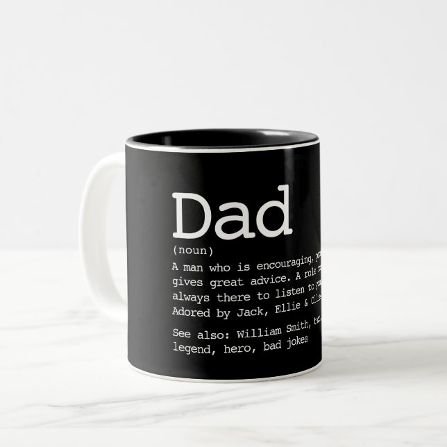 Custom Dad Definition Black And White Two-Tone Coffee Mug (Front Left)