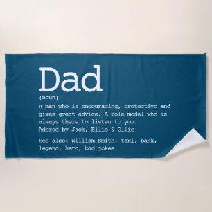 Custom Dad Definition Father's Day Blue Beach Towel