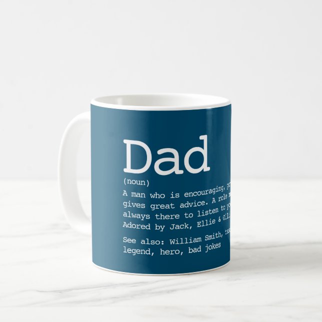 Custom Dad Definition Father's Day Blue Coffee Mug (Front Left)