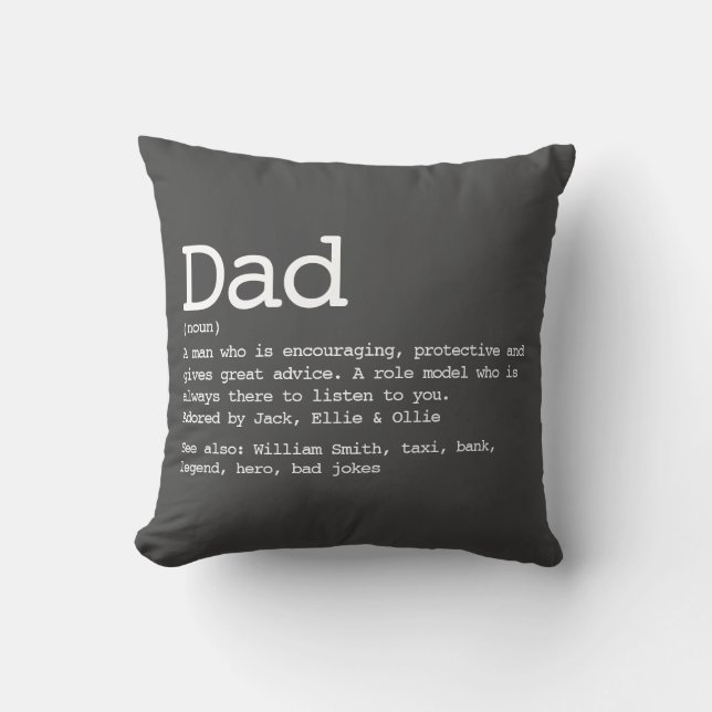 Custom Dad Definition Father's Day Grey Cushion (Front)