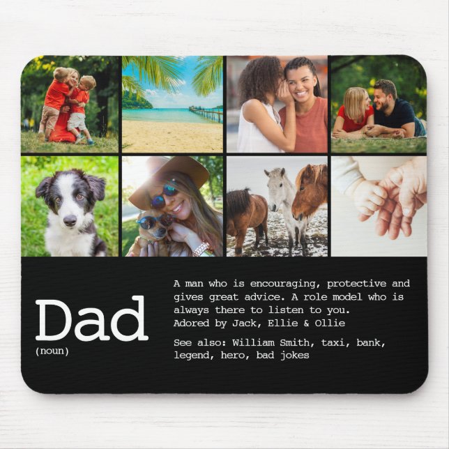 Custom Dad Definition Photo Black And White Mouse Pad (Front)