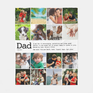 Custom Dad Definition Photo Collage Fleece Blanket