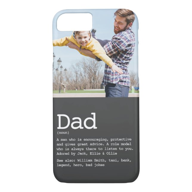 Custom Dad Definition Photo Modern Grey Case-Mate iPhone Case (Back)