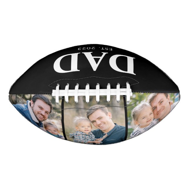 Custom Dad Established 3 Photo Fathers Day Football (Front)