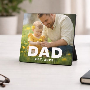 Custom Dad Established Bold Modern Photo Plaque