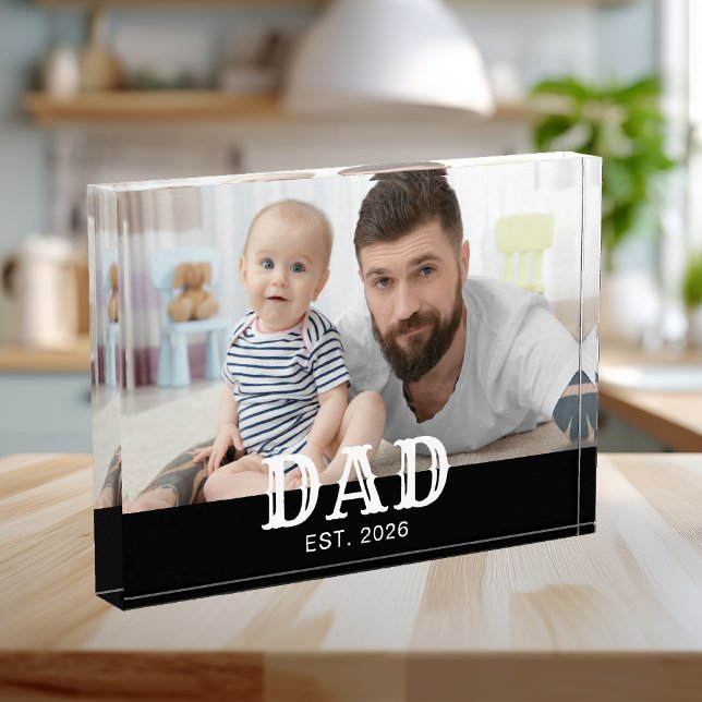 Custom Dad Established Bold Typography Photo Block (Creator Uploaded)